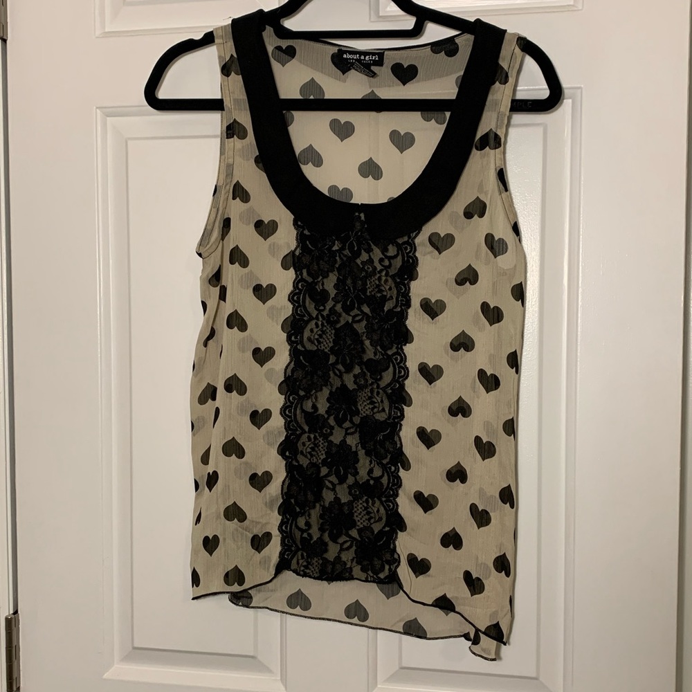 Tan and black sheer tank